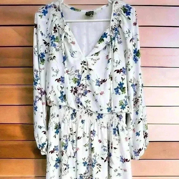 Women’s Taylor Dress Boho Spring Floral Elastic Waist Long Balloon Sleeve 10 - Picture 11 of 12